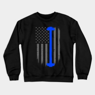 Police Barbell Thin Blue Line Flag Crewneck Sweatshirt